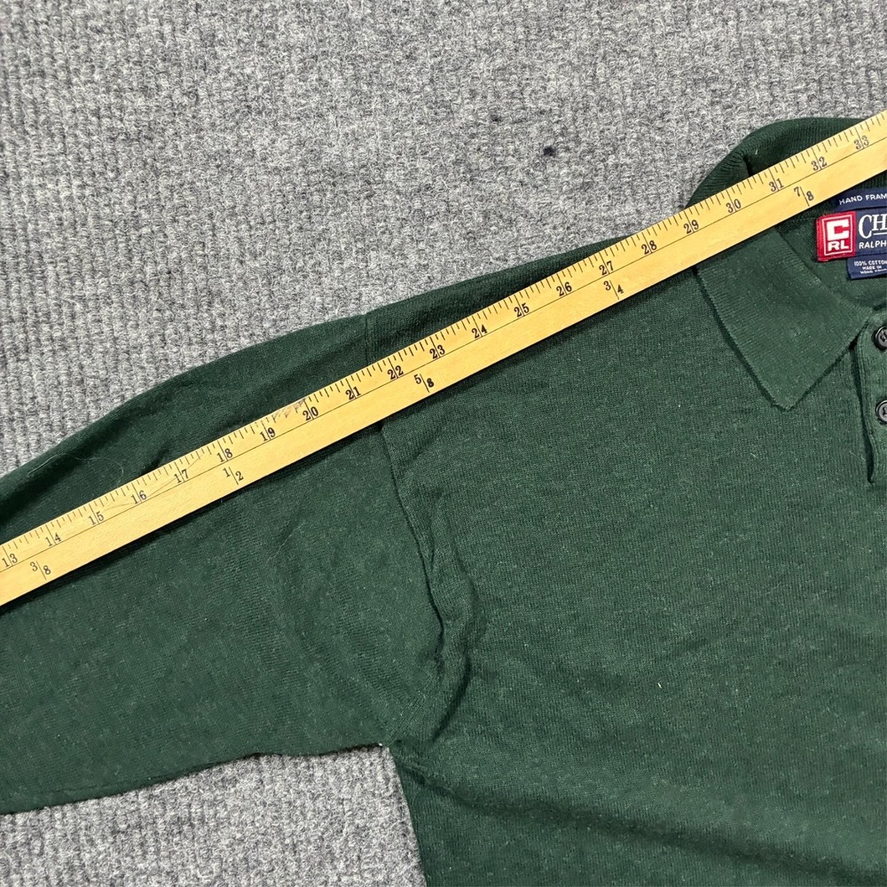 Vintage Chaps Ralph Lauren Mens Polo Shirt XL Green Long Sleeve 90s Hand‎ Framed - Picture 5 of 7